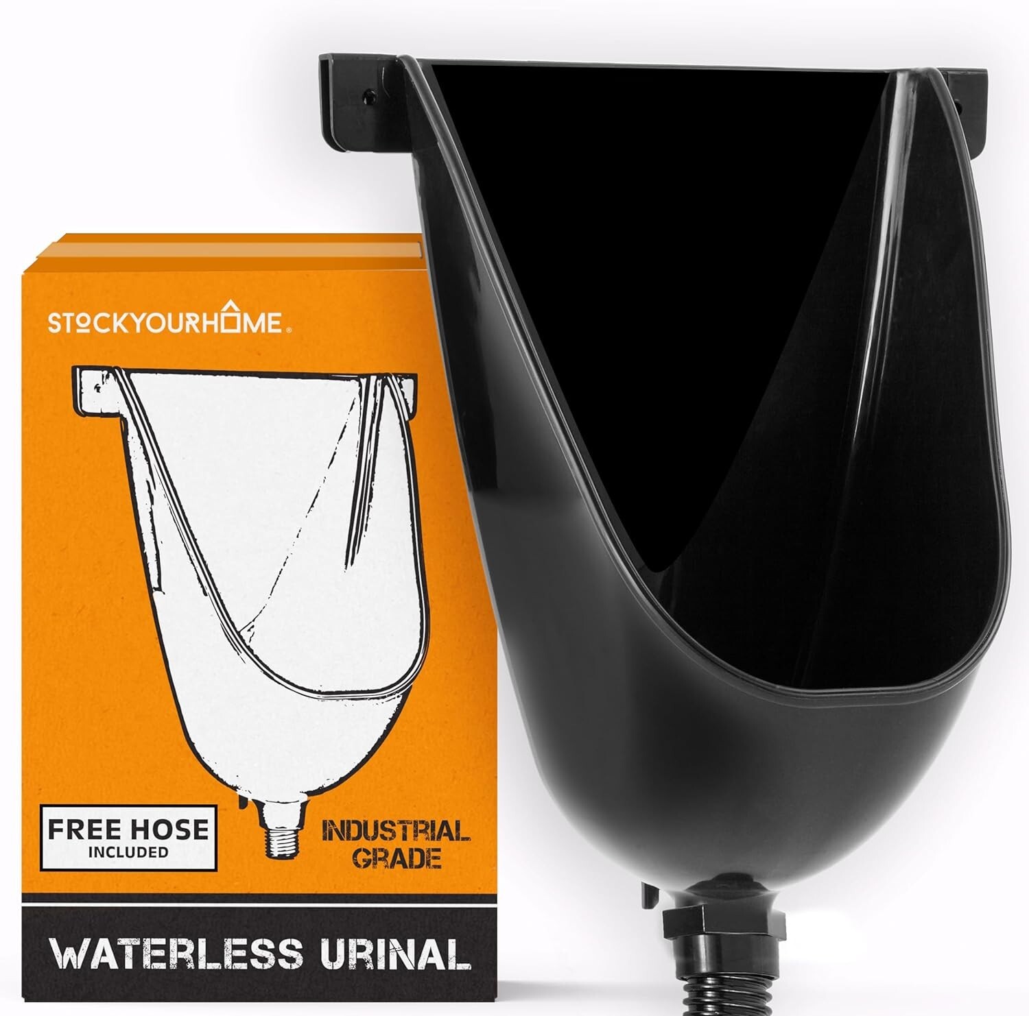 Waterless Urinal Men Black Plastic Urinals Portable Diverter Toilet Wall Mount