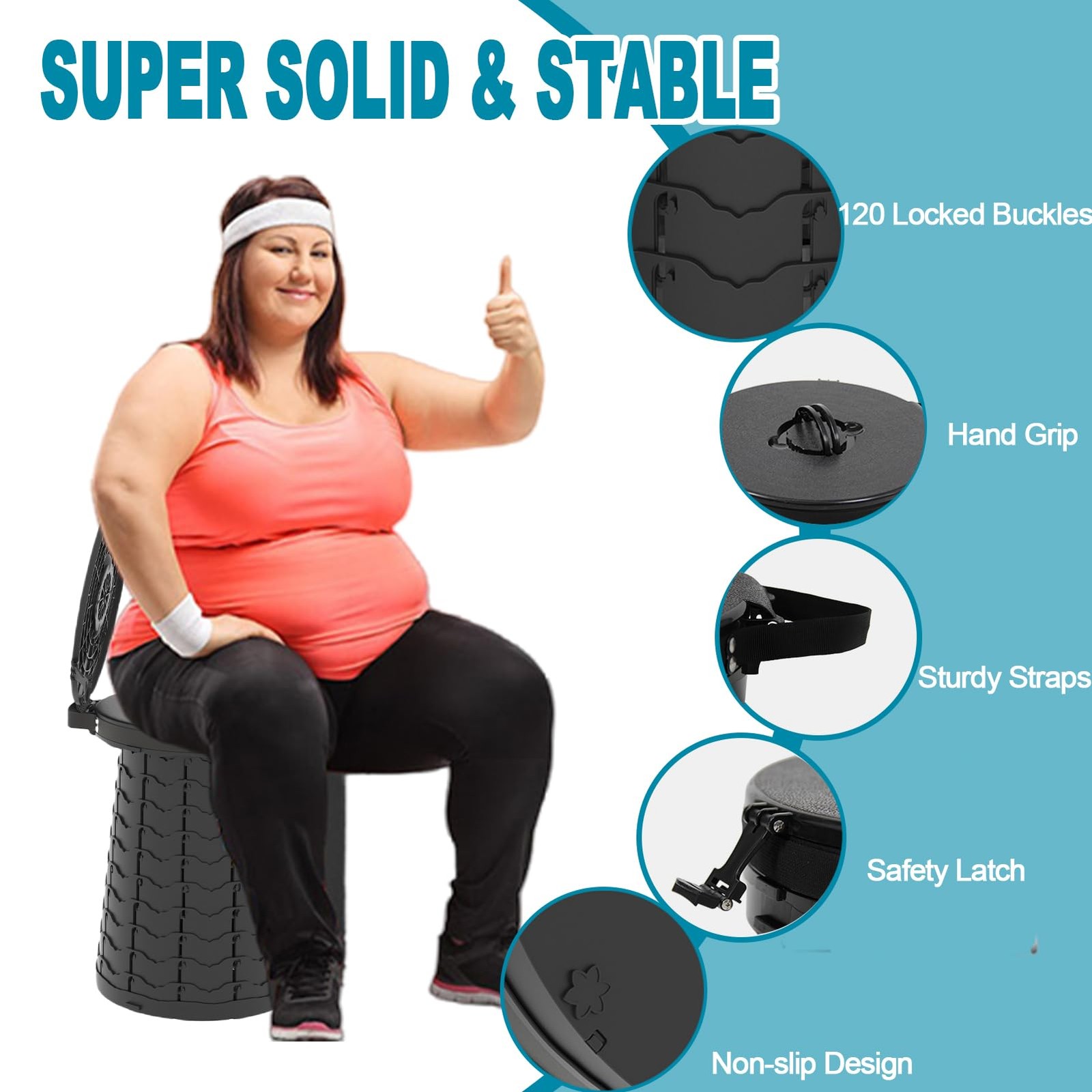 XXL Portable Toilet – 19.7″H Taller Wider Collapsible Adjustable Foldable Cam…