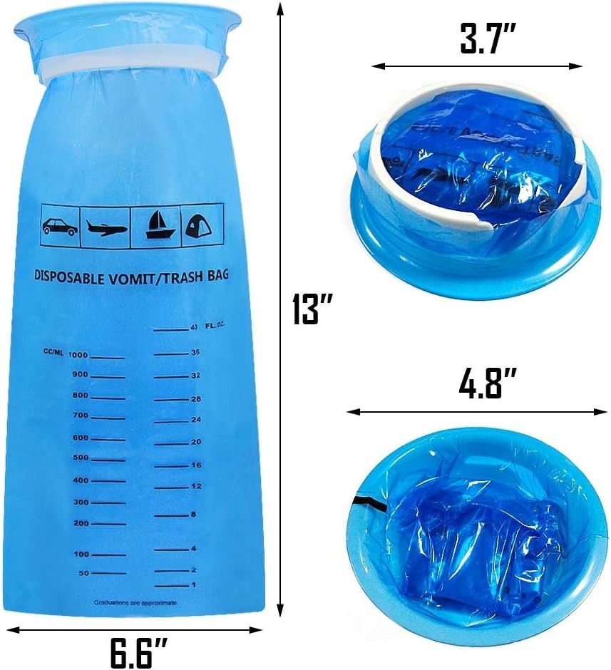 50 Pack Emesis Bag, Disposable Vomit Bags, Aircraft & Car Sickness Bag, Nausea B