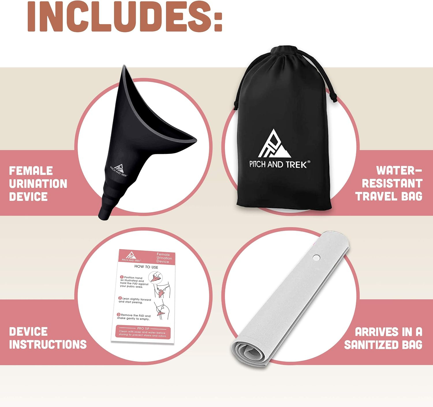 Female Urination Device, Silicone Standing Pee Funnel W/Discreet Carry Bag, for