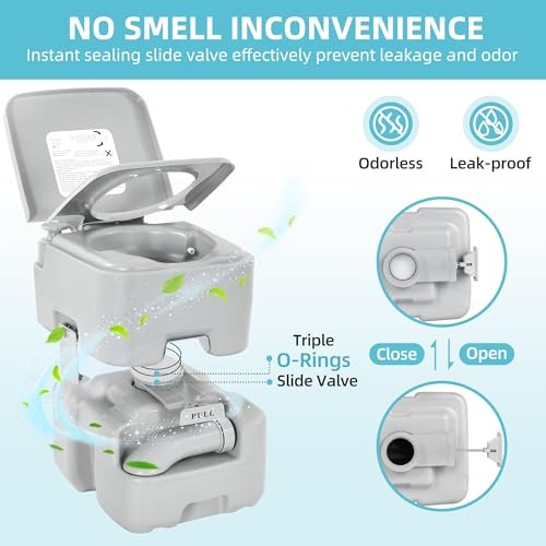 YITAMOTOR Portable Toilet for Camping, RV Toilet 5.28 Gal Handle Pump+ Wheels