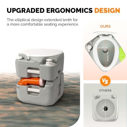 Portable Camping Toilet 5.8 Gallon Hand Spray Large Detachable Outdoor Boat RV