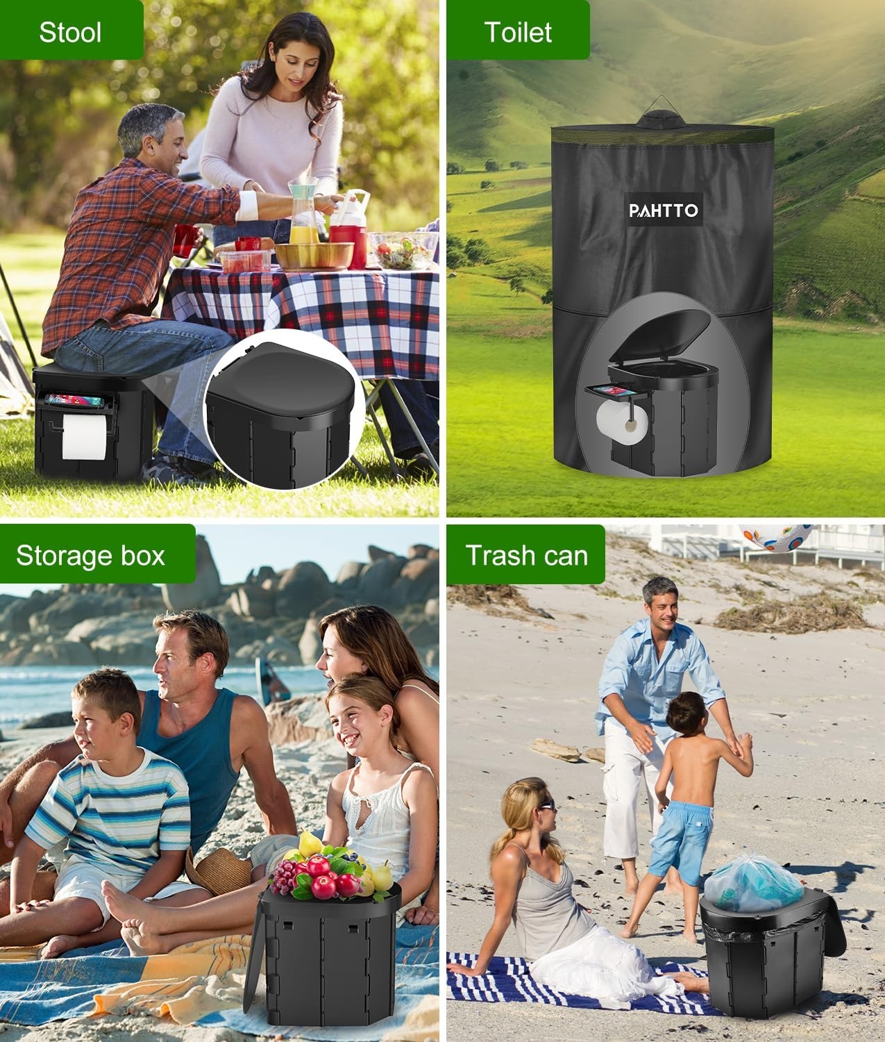 Portable Camping Toilet with Privacy Popup Tent 2-in-1 Phone Shelf &Paper Holder