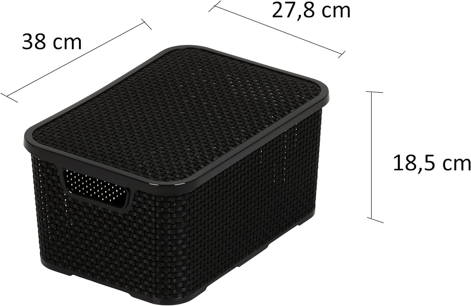BranQ Basket with Lid Rattan Design Size L 19l BPA Free Black NEW ORIGINAL PACKAGING