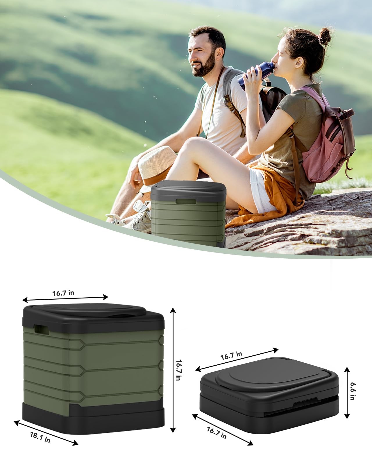 CAMPERFECT XXL Portable Toilet for Adults, Upgraded Camping Toilets Collapsib…