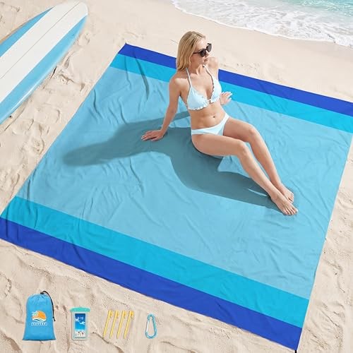 Beach Blanket Waterproof Sandproof 78”X81”/10’X9′ Oversized Mat | 100%