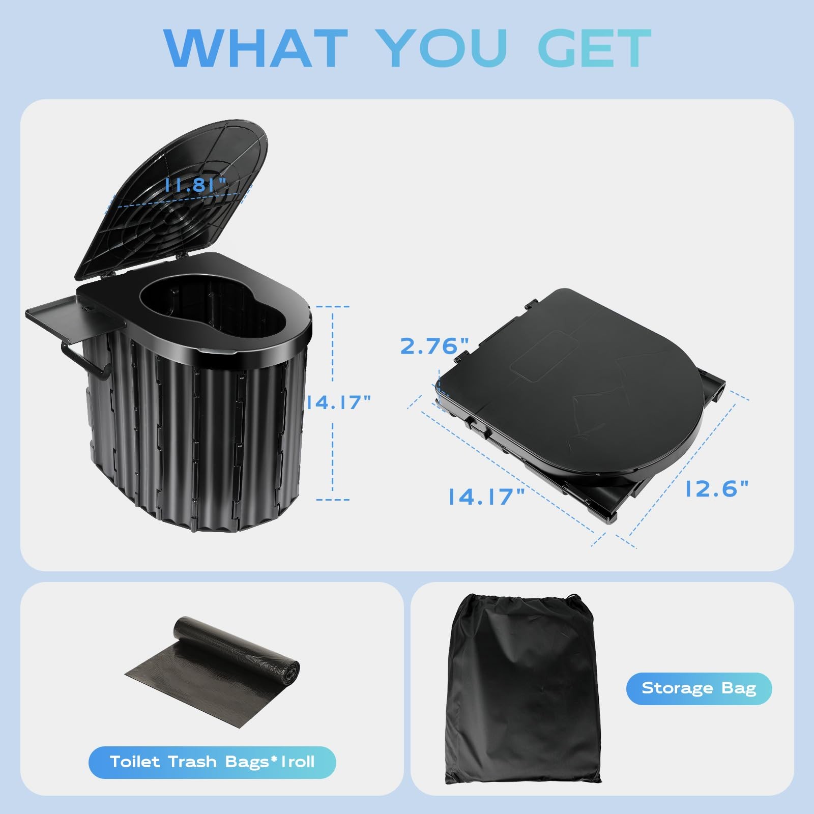 Portable Camping Toilet for Adults,15″ Portable Outdoor Folding Tall Toilet w…