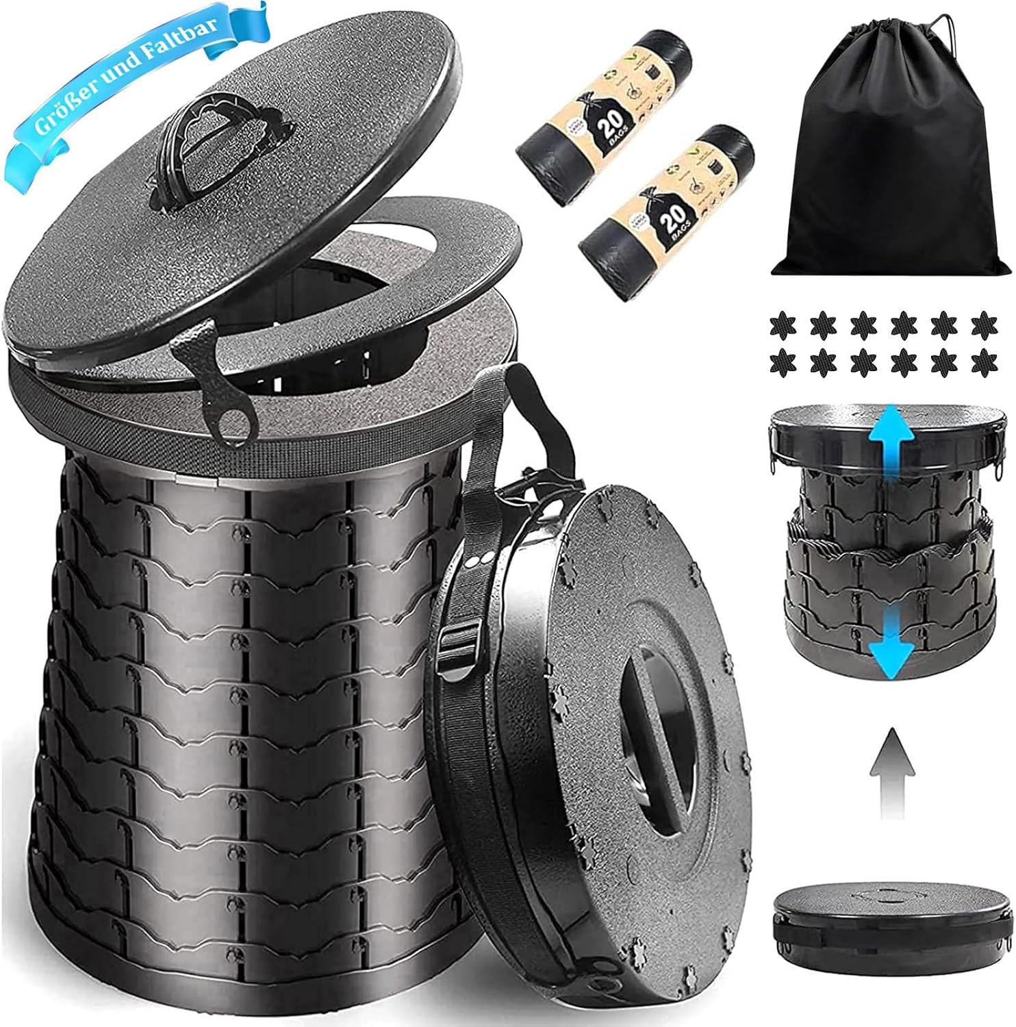 Camping Toilet Foldable | Dry Toilet Maximum Load 300 Kg | Compact M…