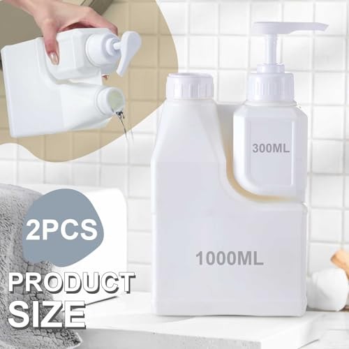 2 Pcs Portable 2 Compartment Foam Soap Handwashing Bottle 1300ml Capacity