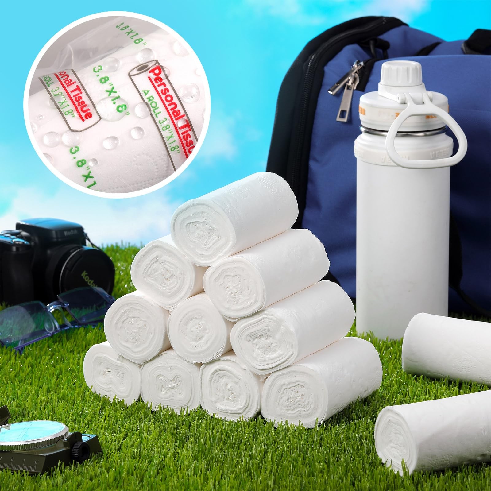 Travel Toilet Paper 6 Pack – Portable Soft Tissue Rolls for Camping, Hiking