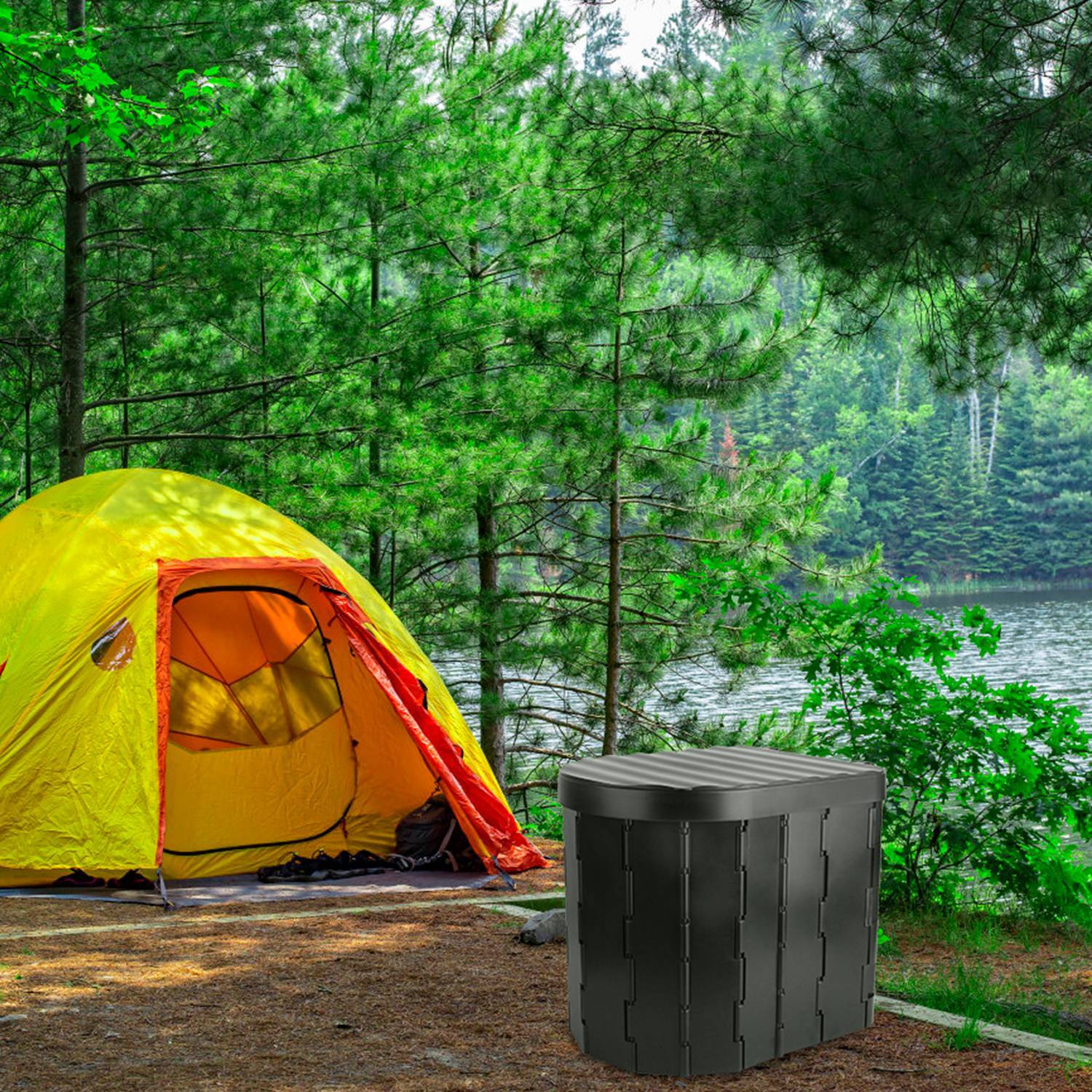 Foldable Emergency Toilet -Travel &Camping Toilet w/ Black Garbage Bags for Car