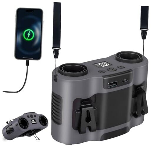 42H Portable Waist Fan, 28000mAh Rechargeable Wearable Belt Fans, 16000 Grey