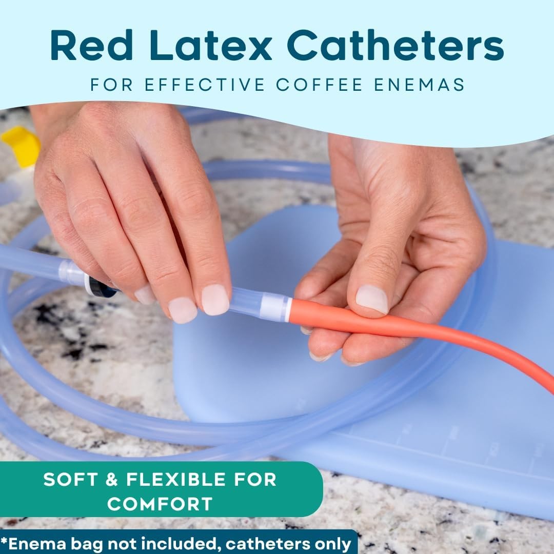 PE Premium Enema Red Latex Catheter 20FR with Flexible Rubber Tubing for Higher