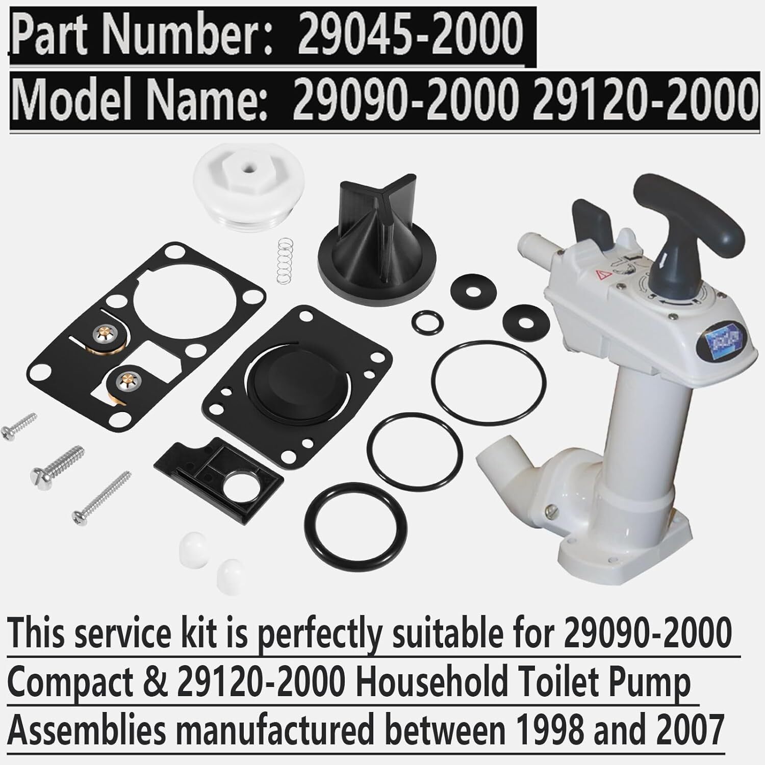 For Jabsco 29045-2000 Marine Manual Toilet 29090-2000/ 29120-2000 Major Service