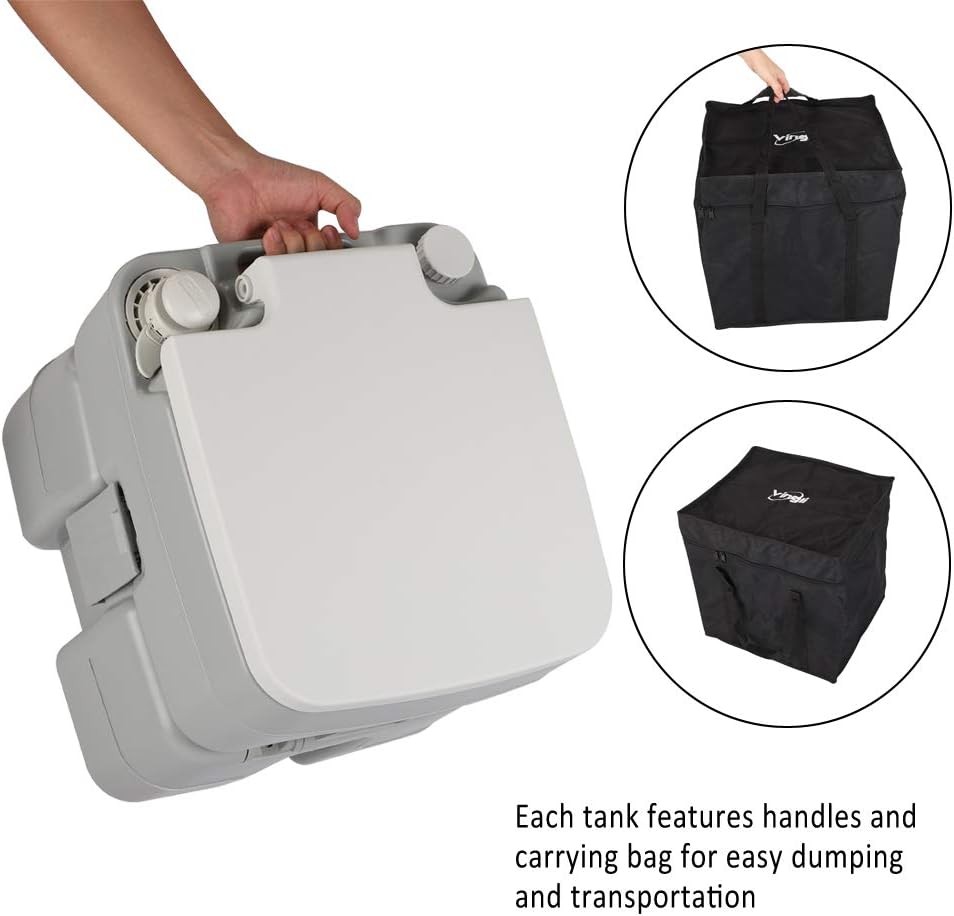 Portable 5.3 Gallon Camping Toilet w/Carrying Bag,Large Capacity Tank