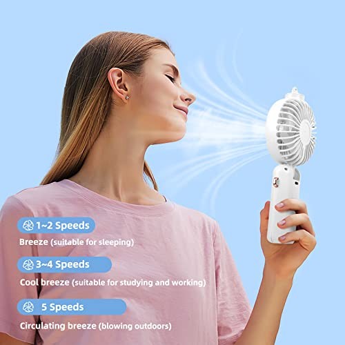 Hadheld Misting Fan Portable Rechargeable Personal Mister fan, 3000mAh White