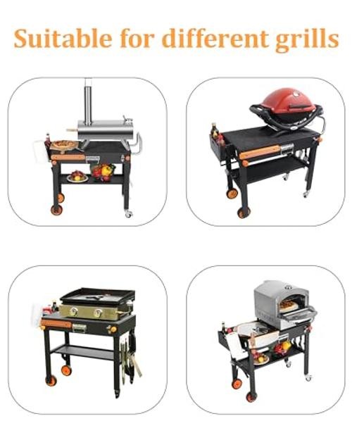 Grill Table Forstone Griddle 22 and 17 Inch, Grill Carts 32″D x 17″H Black