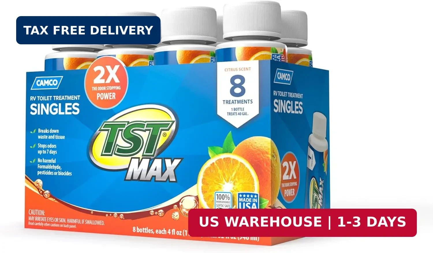 Camco TST MAX RV Toilet Treatment – Formaldehyde Free – Breaks Down Waste And Ti