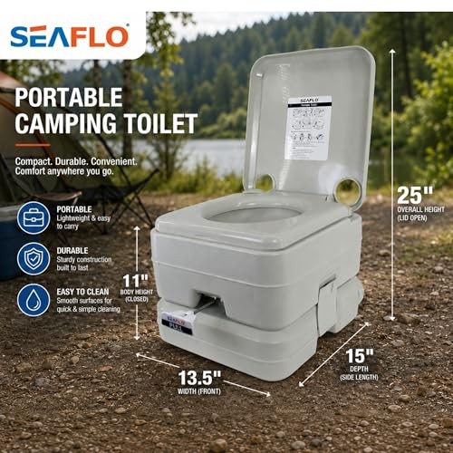 Premium Camping Portable Toilet – 5.8 Gallon Waste 3.43 Gall Fresh 2.6 Gallon