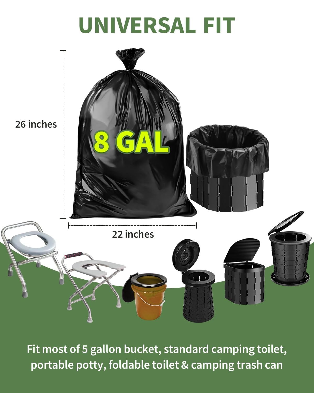25 Portable Toilet Bags, Thick Biodegradable Camping Toilet Bags for Portable…