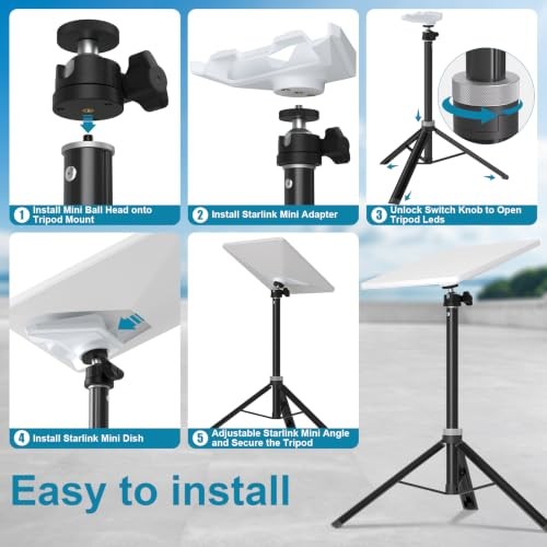 Starlink Mini with Adapter – Portable Aluminum Alloy Tripod Stand – Tripod Mount