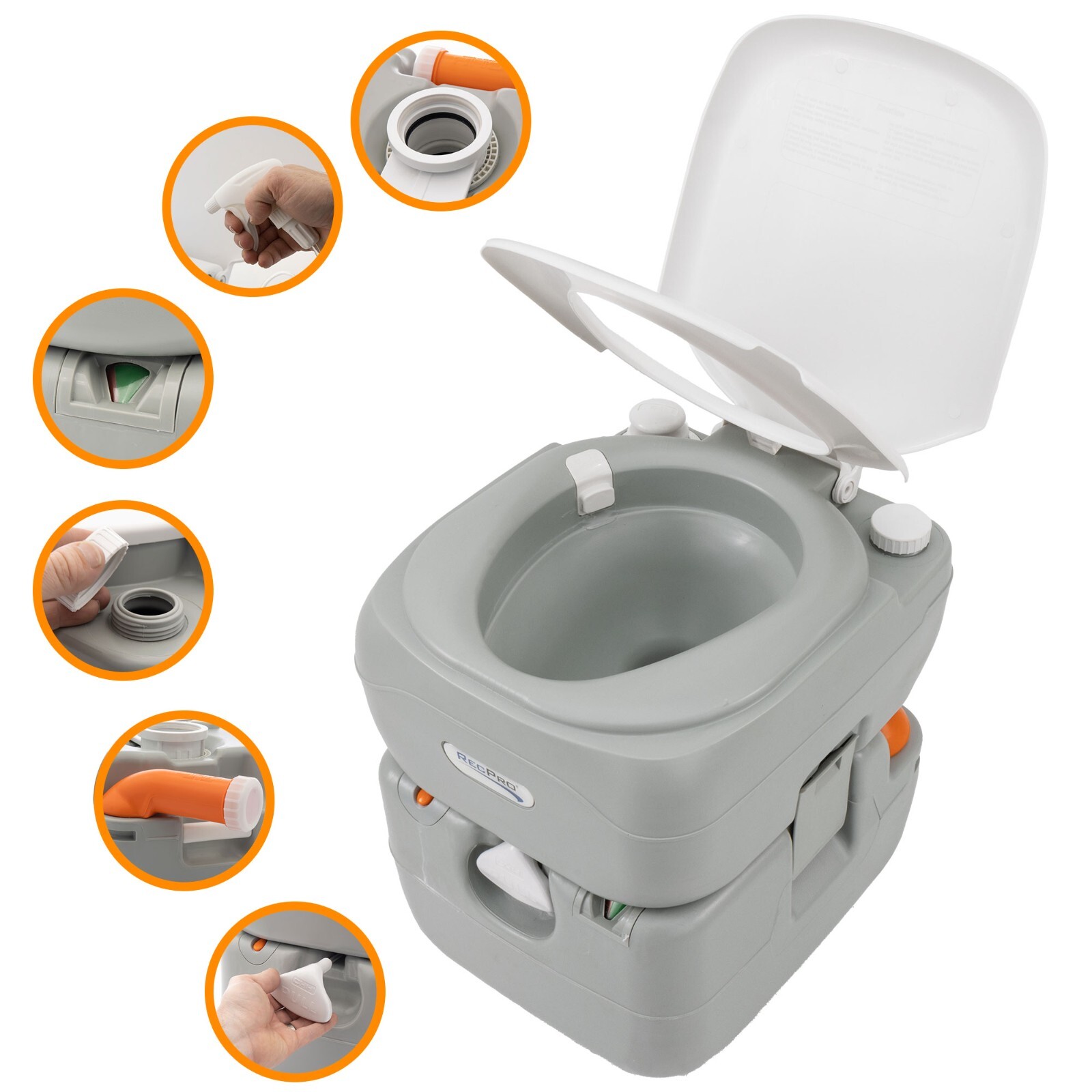 RecPro Newavo SXL Portable RV Toilet 5.8 Gal Capacity Camping Toilet Outdoor