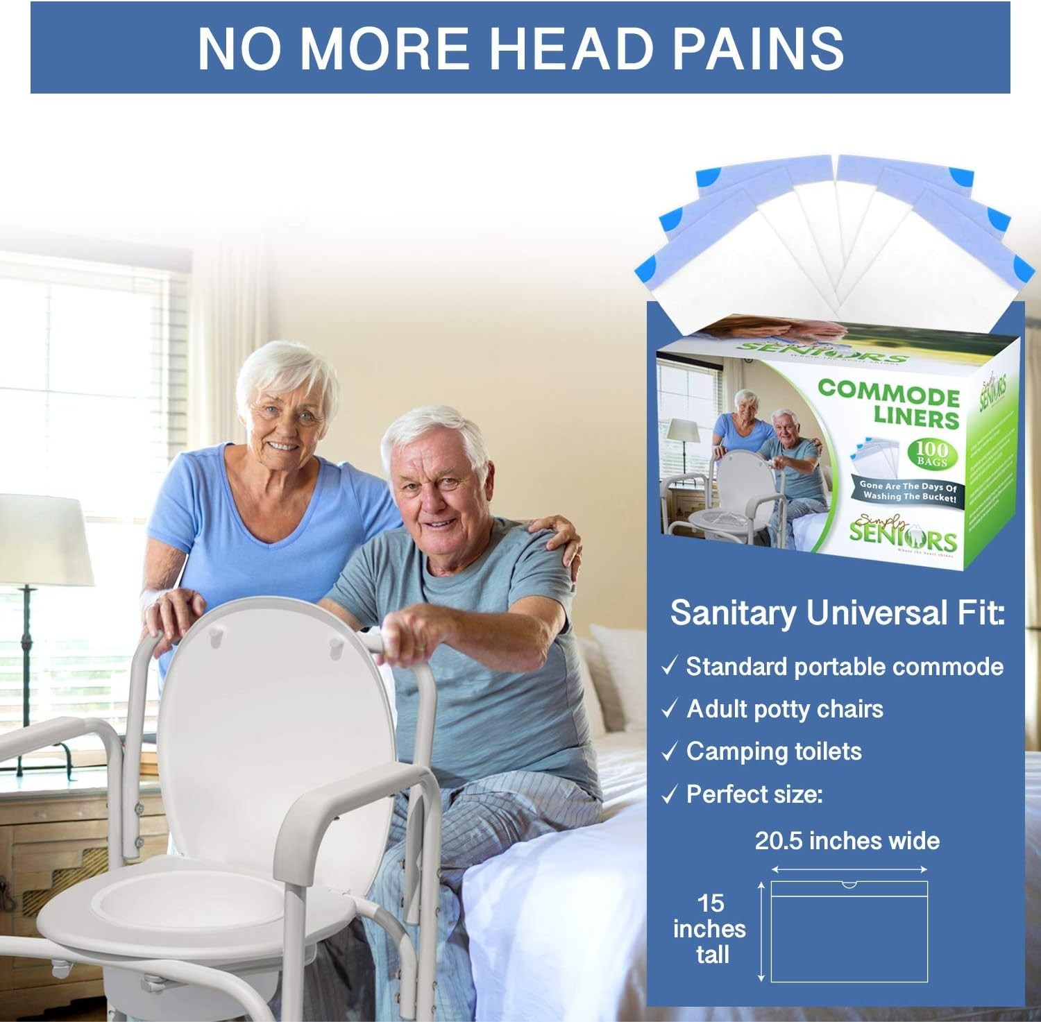 Universal Fit Commode Liners – Easy Access 100-Pack for Seniors & Caregivers