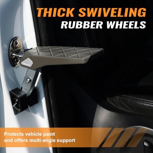 Folding Car Door Step Vehicle Pedal Ladder for Roof Access, Dark Grey