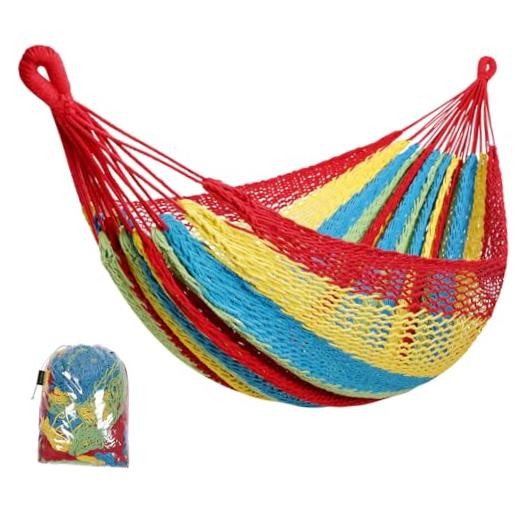 Handwoven Mayan Hammock – Portable Family Size With Carry Bag, Multi Colorful