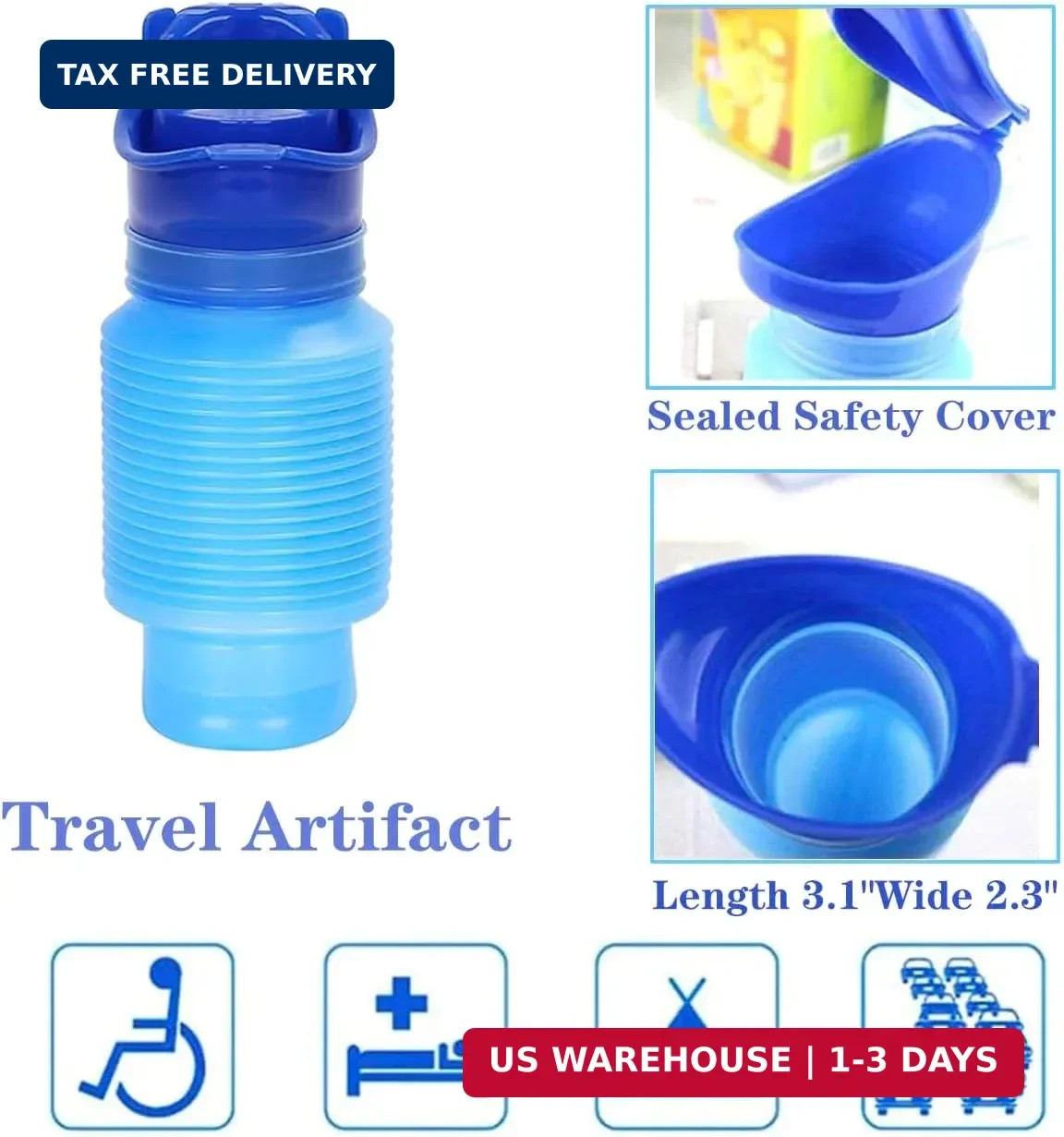 Emergency Urinal for Kids Adult,Portable Reusable Outdoor Urinal Potty Pee Bottl