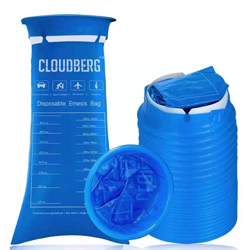24 Pack Blue Emesis Bags Disposable for Kids, 1000 ml Vomit Bag for Morning