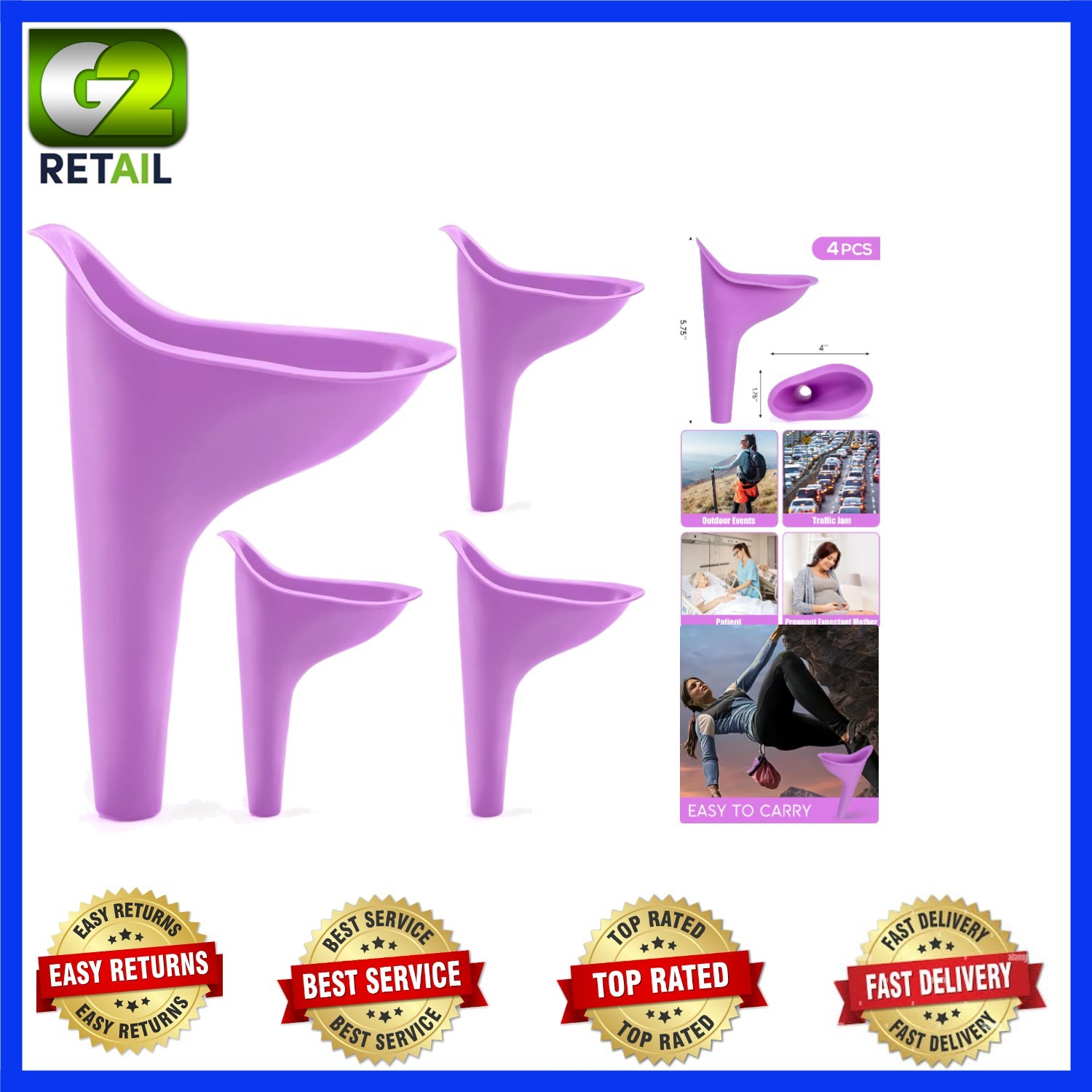 Medical-Grade Silicone 4PCS Female Urinal – Discreet & Leak-Proof for Adventures