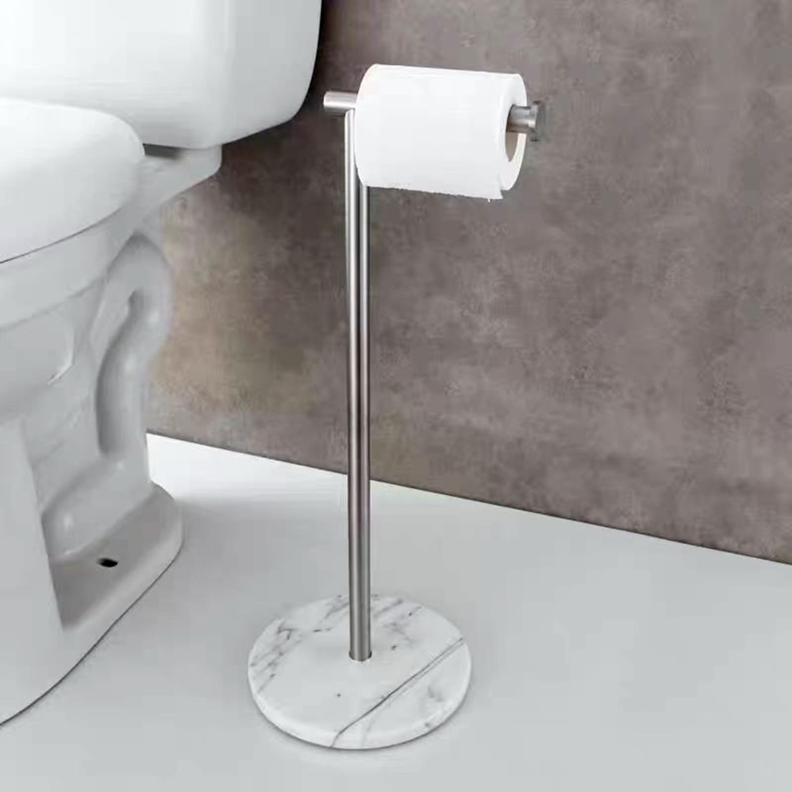 Toilet Paper Holder Free Standing with Natural Marble Base, 26″ Height Floor Fre