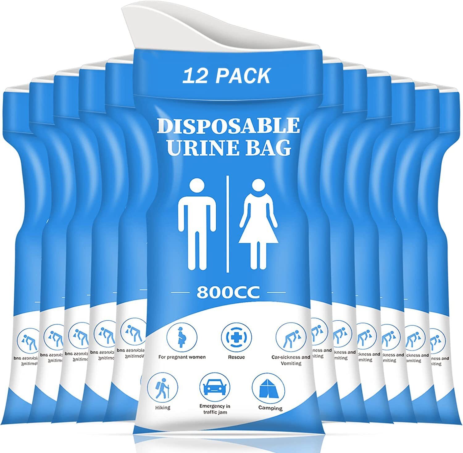 Disposable Urine Bag,12 PCS 800ML for Travel, Emergency Portable Pee Bag and …
