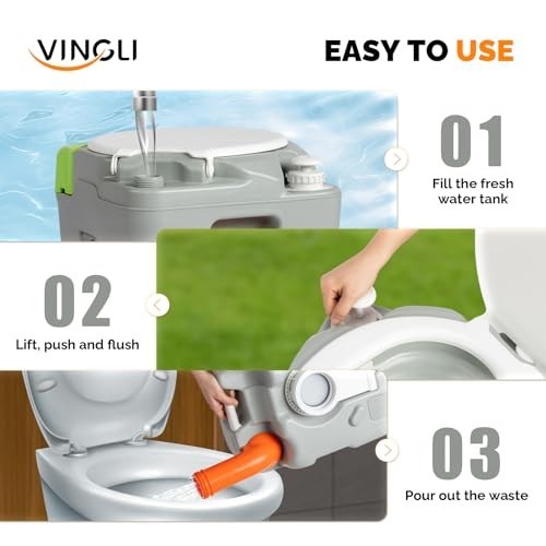 Portable Camping Toilet 5.8 Gallon Hand Spray Large Detachable Outdoor Boat RV