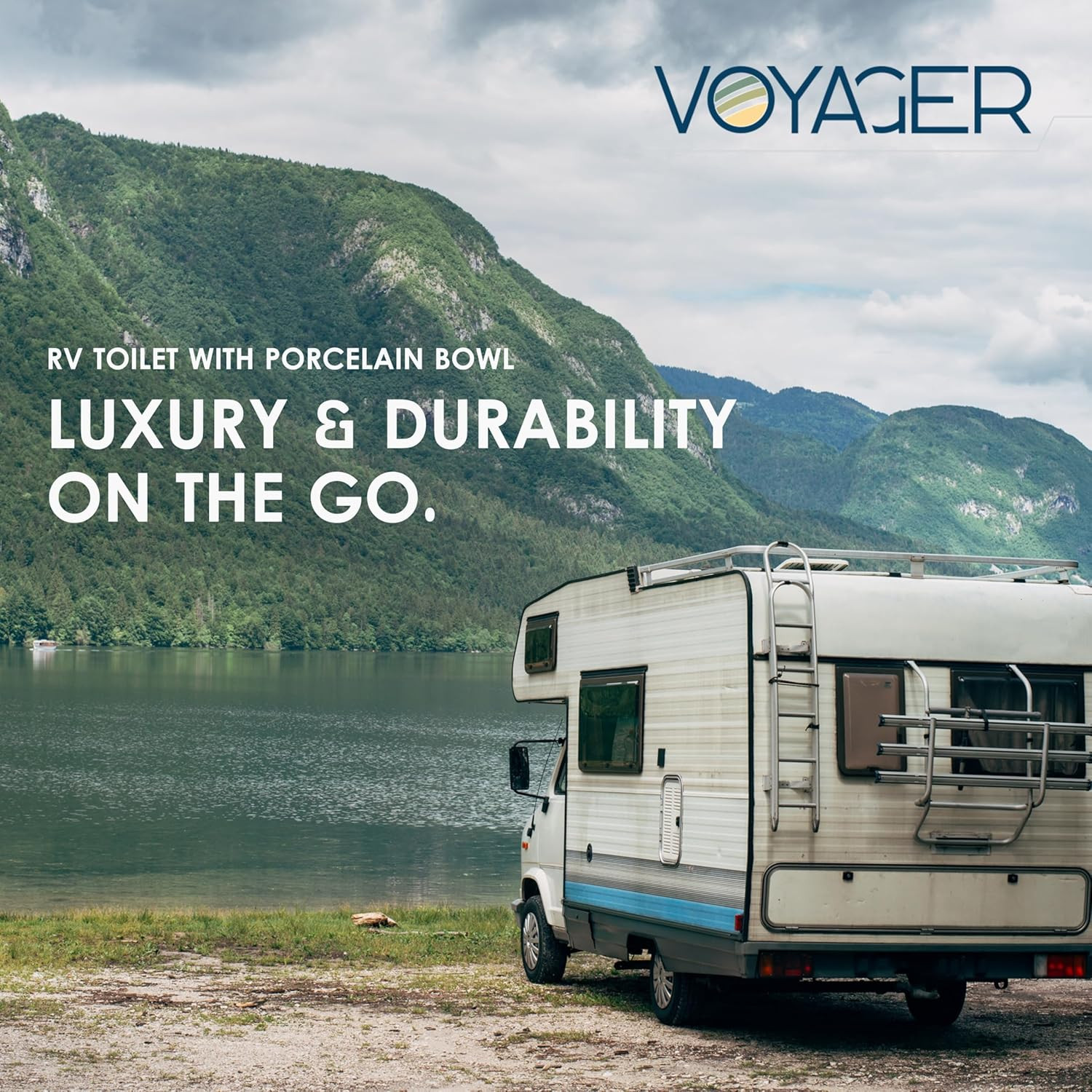 Voyager Plus RV Toilet with Porcelain Bowl & Freeze-Proof Water Valve