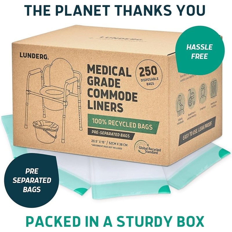 Portable Toilet Liners Medical Grade Safe Odor Control Eco-Friendly Commode Bags