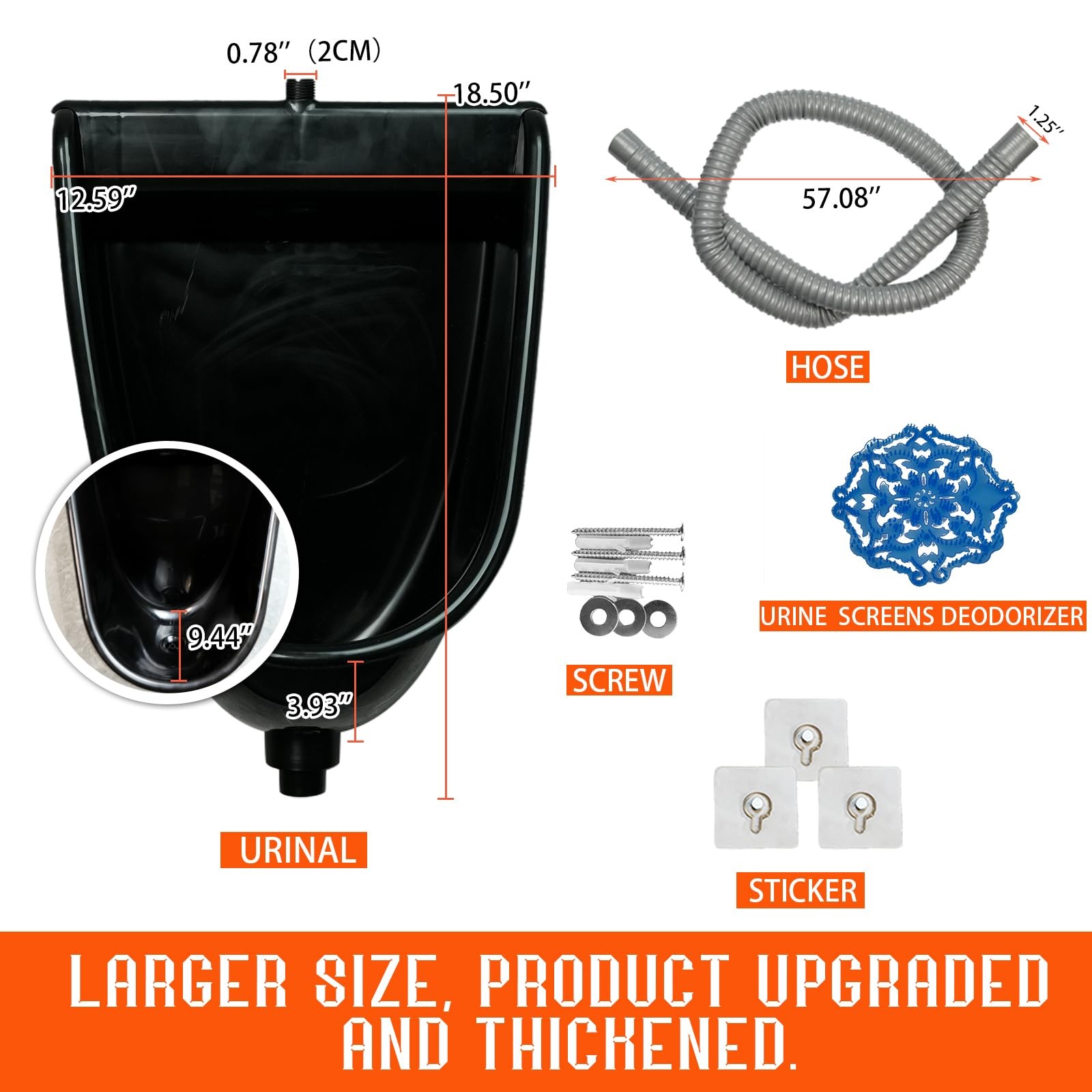Wall Mounted Commercial Urinal With Flushable Bathroom Waterless Urinal for M…
