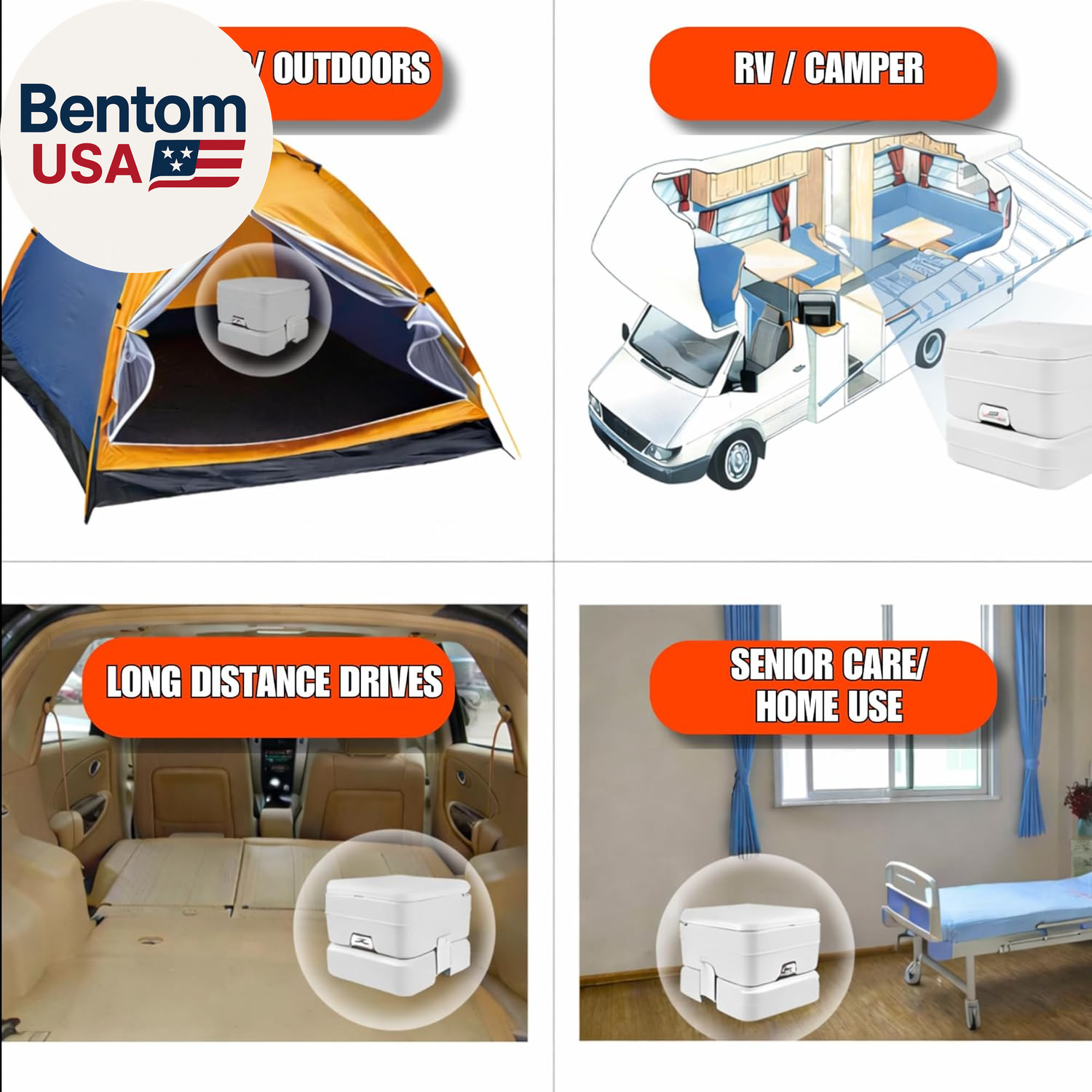 Portable Toilet for Marine, RV, Camping and Boat (2.6 Gallon)