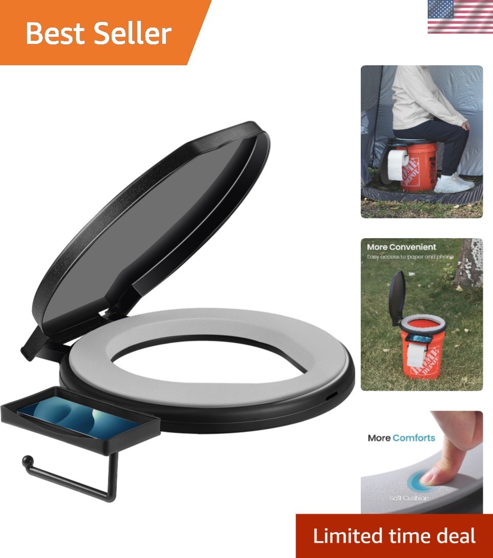 Lightweight Portable Toilet with Cushion and Paper Holder – Perfect for Outdoors