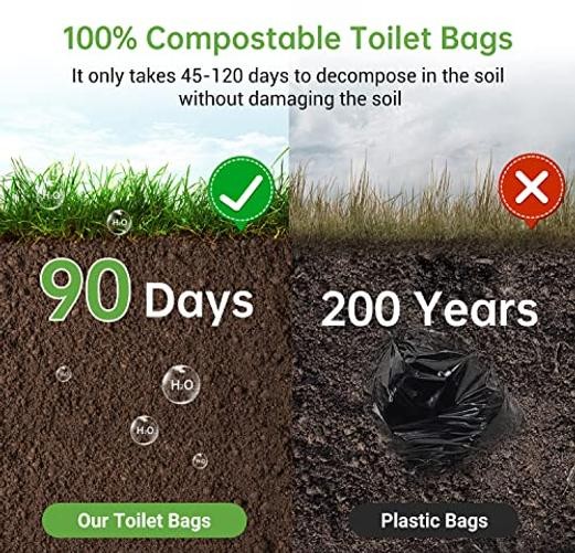 Portable Toilet Replacement Bags, 25 Count 8 Gallon 1.5 Mil Super 25pcs