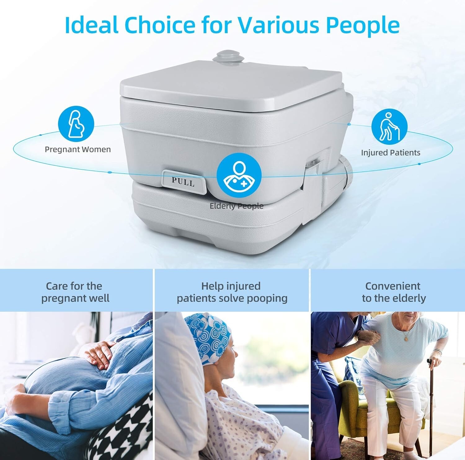 Compact 3.2 Gallon Portable Toilet with Double Outlets for Camping Trips