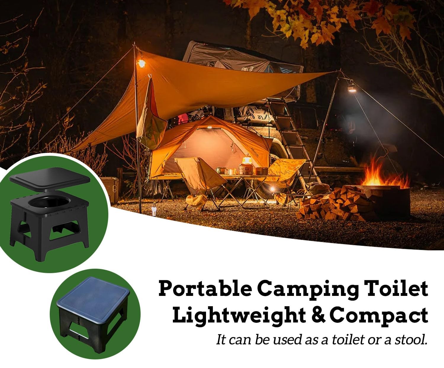 Camping Portable Chair,Firm Foldable With Lid,Folding Stool For Travel Wild F…