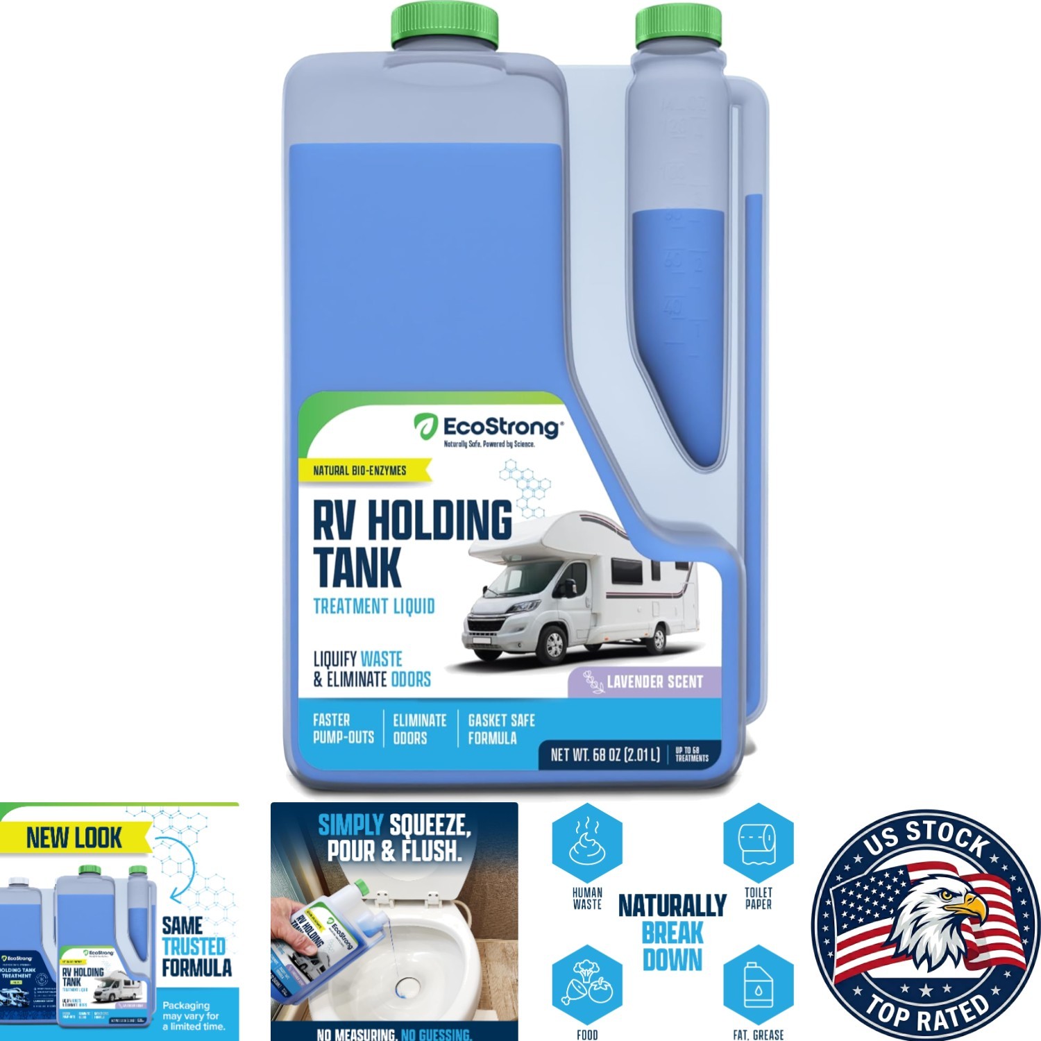Lavender Scented RV Toilet Treatment – 68 Treatments, Biobased Odor Eliminator