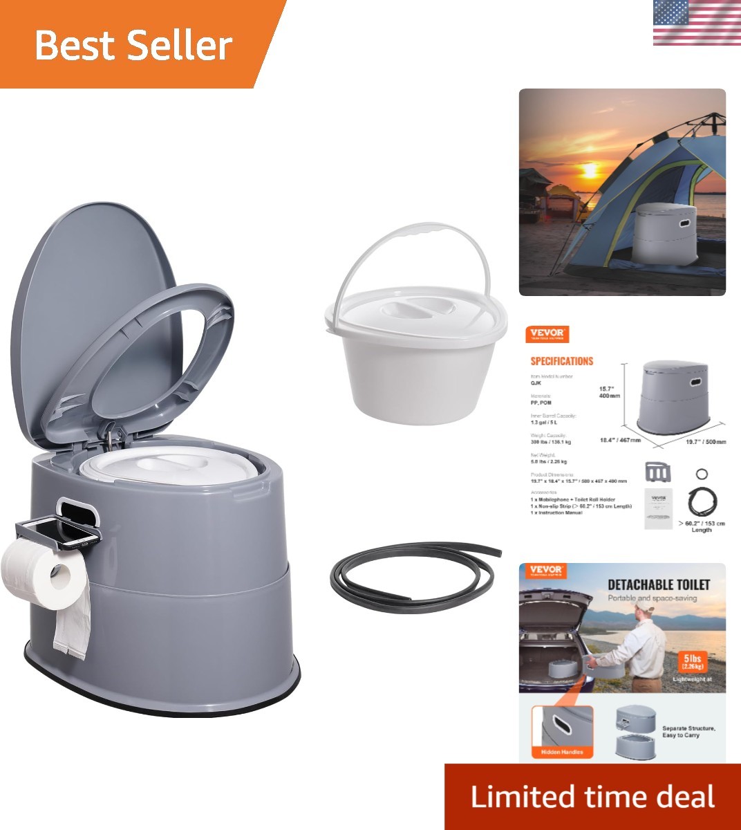 Easy-Clean Travel Toilet for Adults & Kids – Essential for Camping & Car Trips