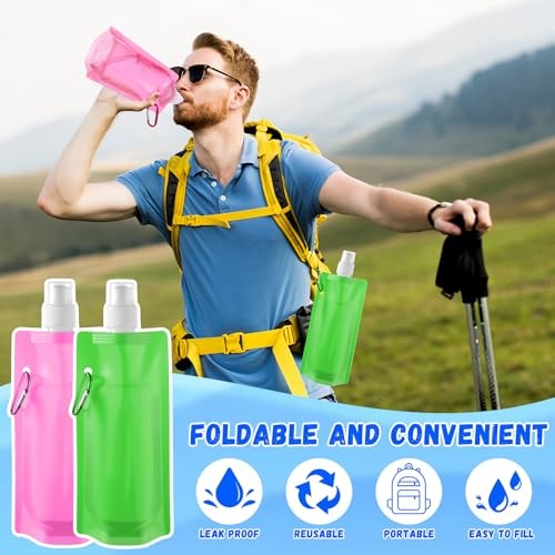 Pack Collapsible Water Bottles Bulk 16oz Foldable Water Bottles 12 12 Colors
