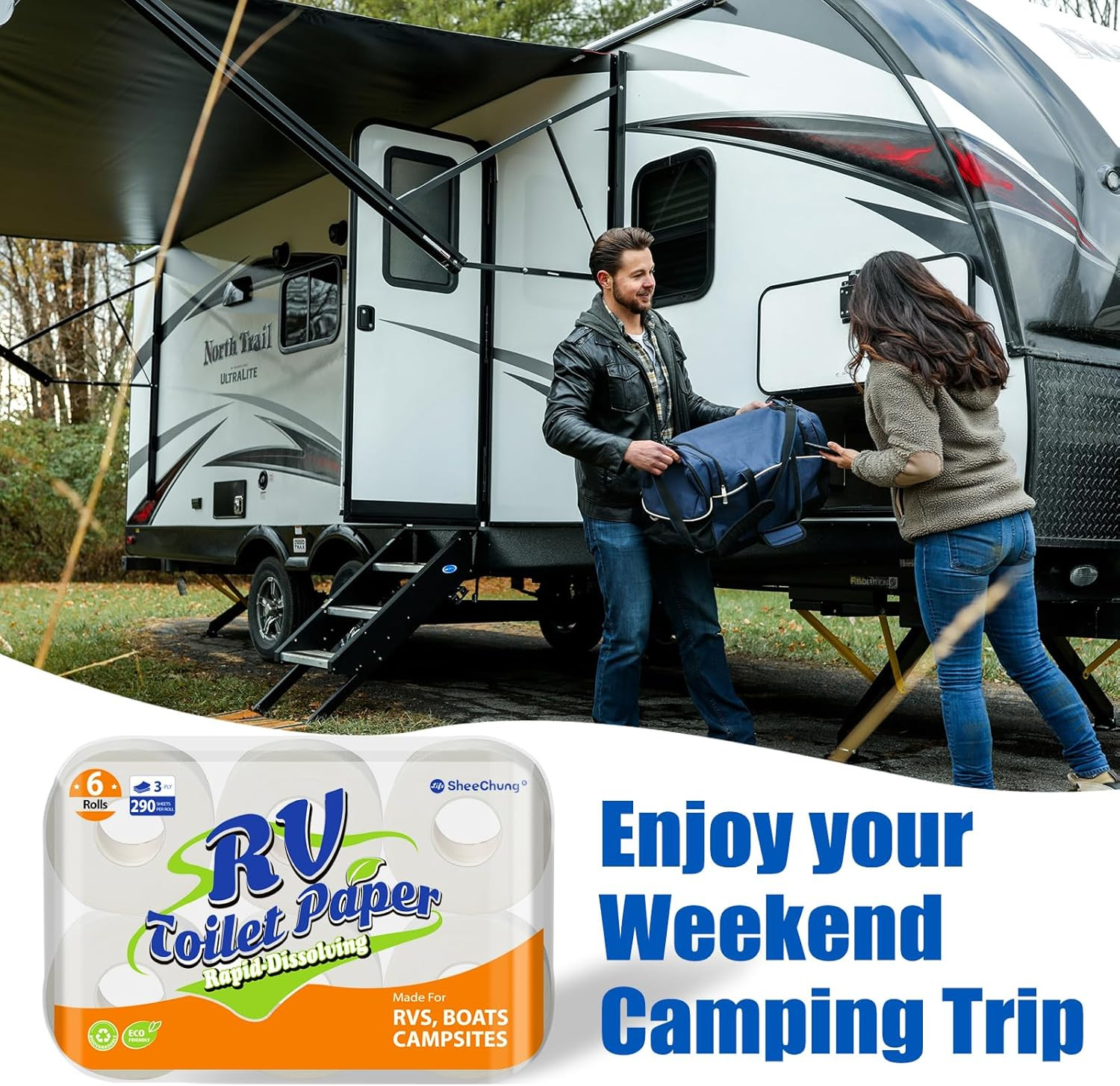 RV Toilet Paper – 6 Rolls, Rapid Dissolve, Septic Safe, Travel Toilet Tissue for