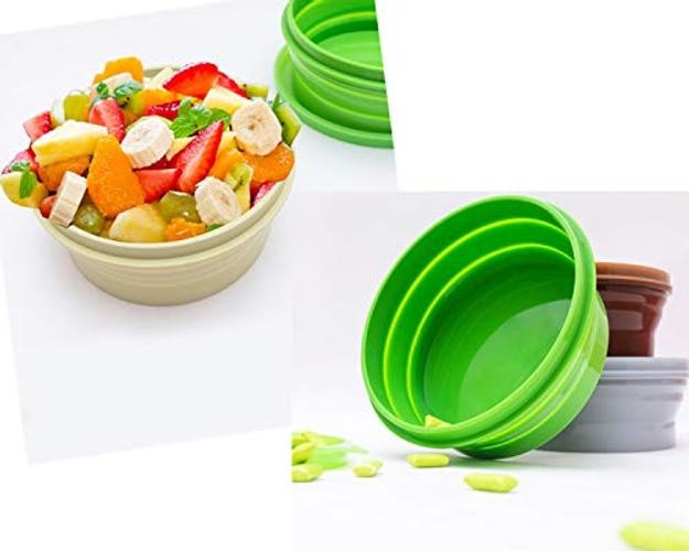 ME.FAM Silicone Collapsible Bowl with Lid – 800ML Folding Travel Grey-2 Pack