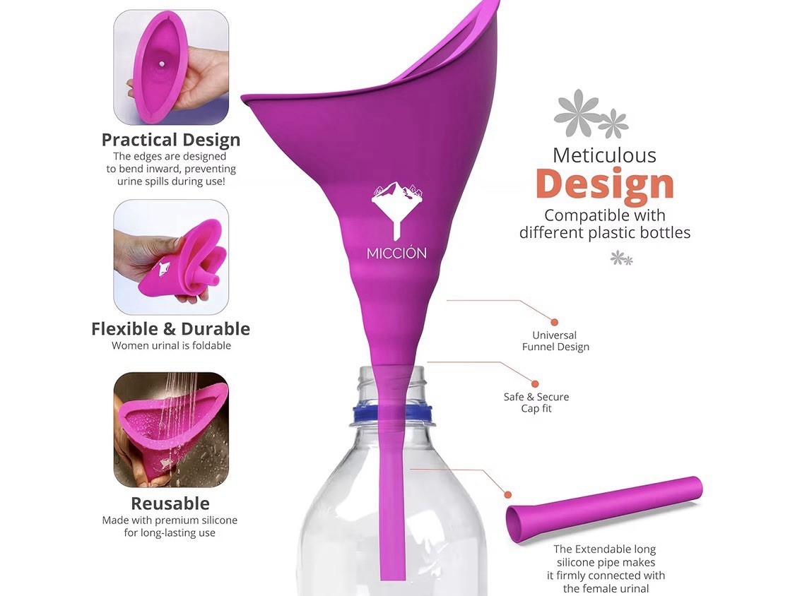 Miccion Portable Female Urination Device Silicone Kit Purple Traveling, Camping
