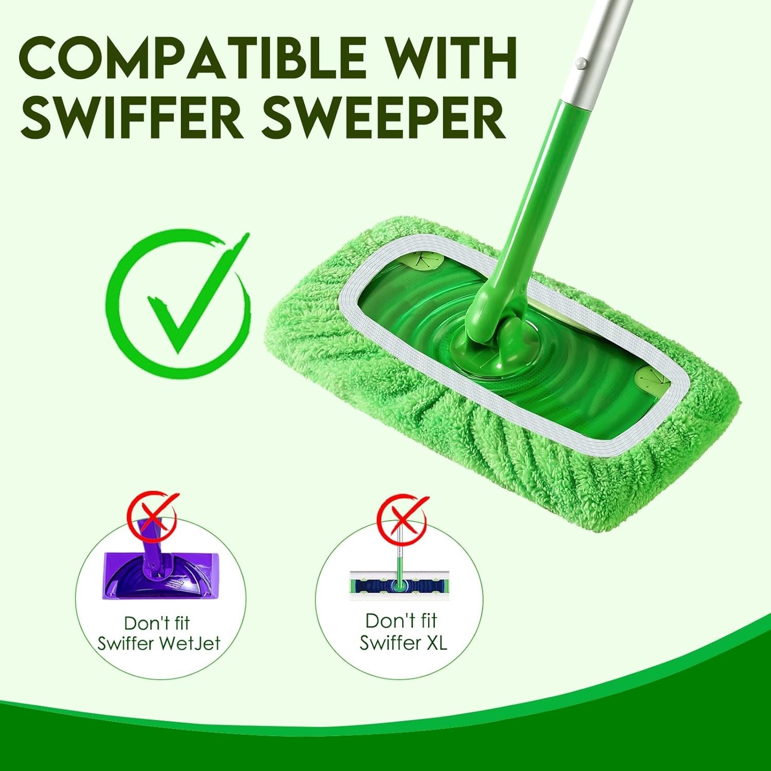 Reusable Microfiber Mop Pads for Swiffer Sweeper Mop – Dry Sweeping Cloths & Wet